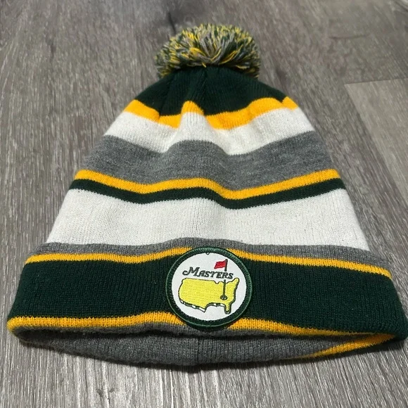 Masters Striped Beanie - Green, Yellow, Gray - Picture 4 of 5